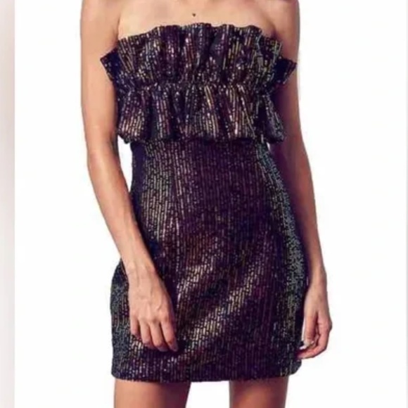NWT Thirty/Thirty Sequin Mini Cocktail Strapless Dress - Picture 1 of 9